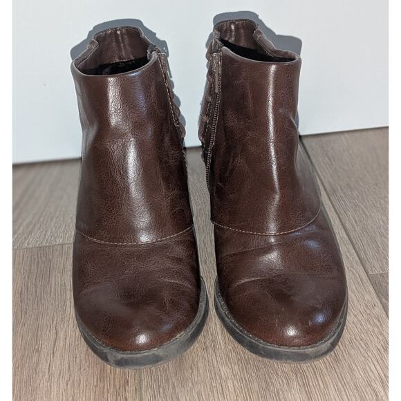 Womens Rampage Tailspin Lace-up Stacked 2.5 in Heel Booties Chestnut Brown 8.5 M - Picture 4 of 10